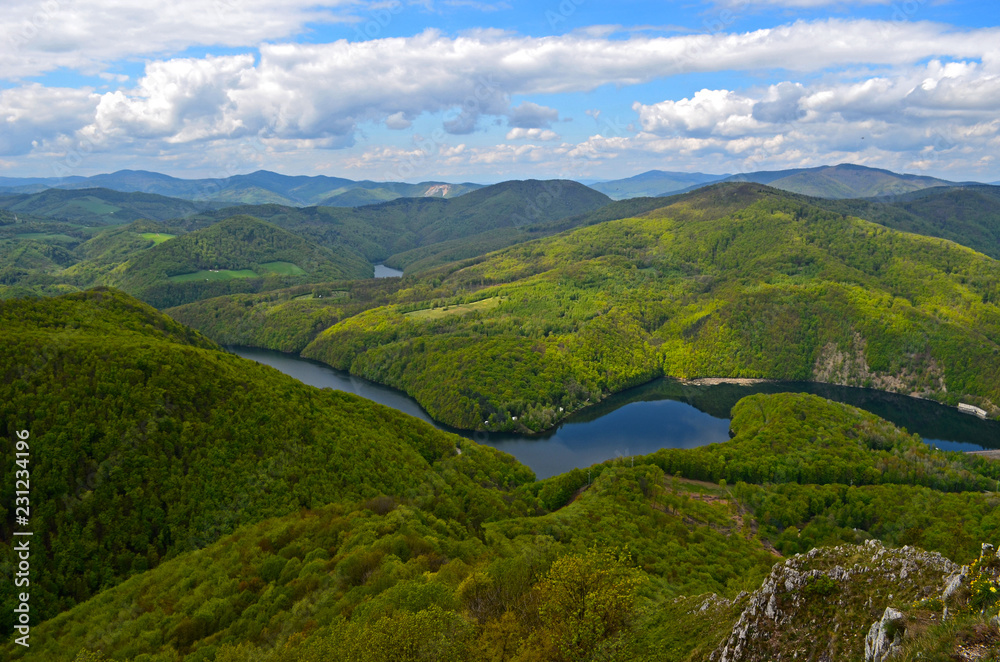View on green hills and river Ruzin from Sivec Slovakia