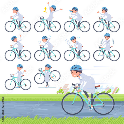flat type White coat women_road bike