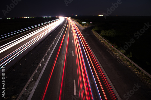 Night light trail on highway