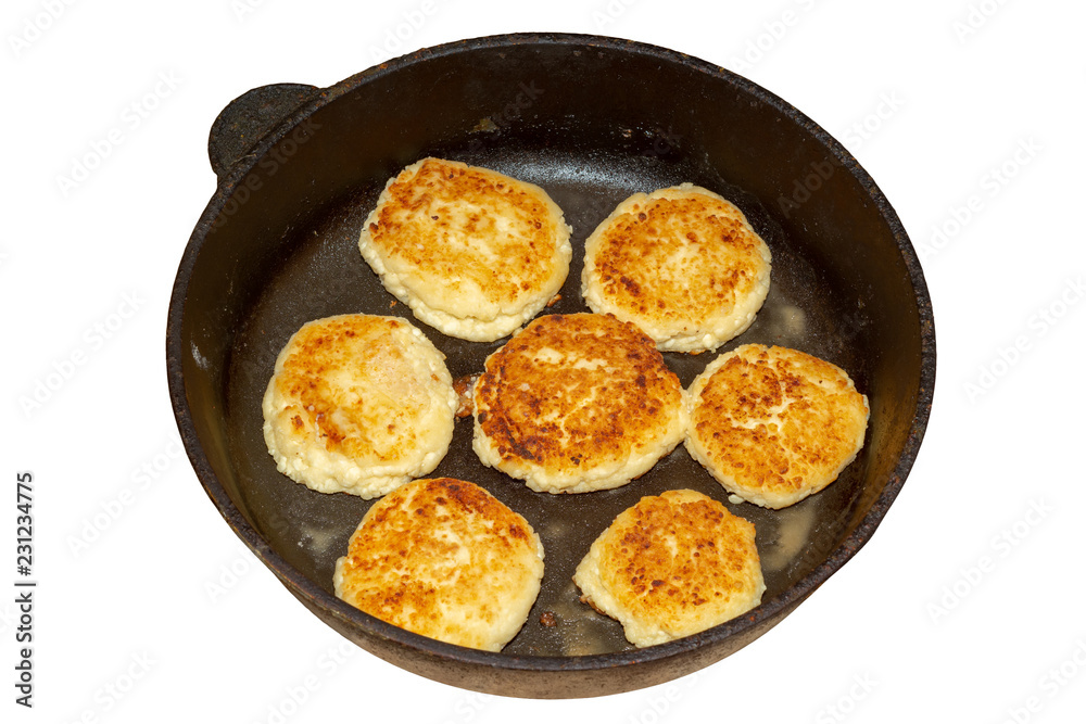 Cottage cheese pancake in a pan