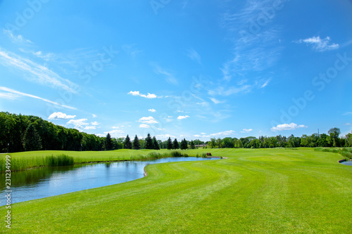 golf course with lake