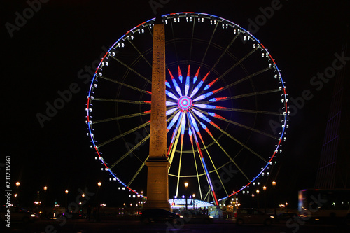 Circle, night view, illumination. France