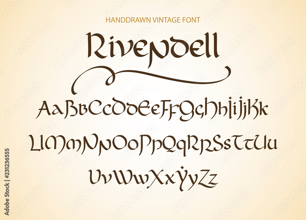 Decorative vintage magic styled letters. Vector script.