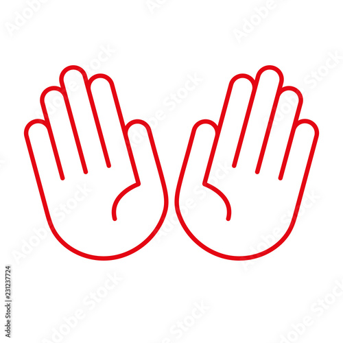 Hände offen, zehn Finger - Icon, Piktogramm, grafisches Element - rot
