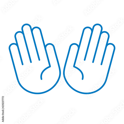 Hände offen, zehn Finger - Icon, Piktogramm, grafisches Element - blau