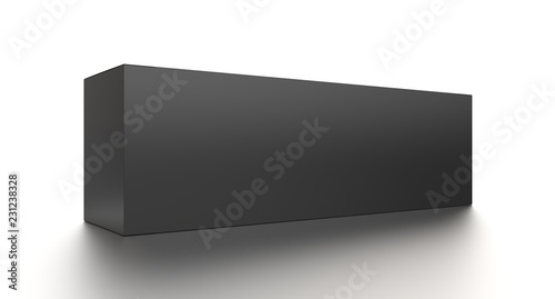 Wallpaper Mural Black horizontal blank box from front side angle. 3D illustration isolated on white background. Torontodigital.ca