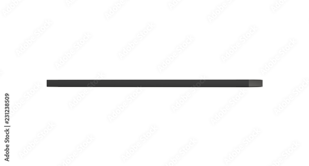 Black long horizontal thin blank box from front far angle. 3D illustration isolated on white background. Black long horizontal thin blank box from front far angle. 3D illustration isolated on white background.