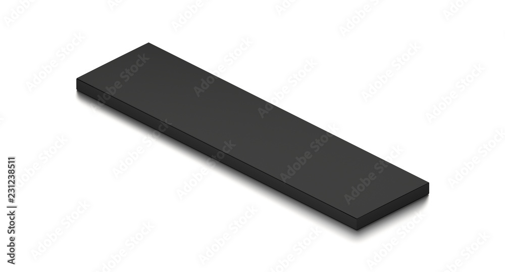 Black horizontal blank box from isometric angle. 3D illustration isolated on white background. Black horizontal blank box from isometric angle. 3D illustration isolated on white background.
