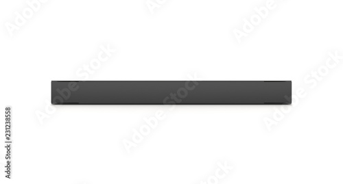 Black horizontal blank box from front angle. 3D illustration isolated on white background.