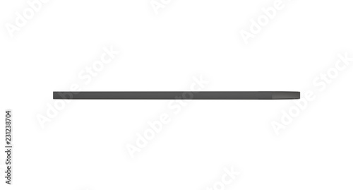 Black horizontal thin blank box from front far angle. 3D illustration isolated on white background.