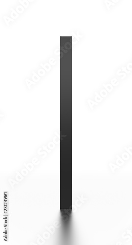 Black vertical blank box from front angle. 3D illustration isolated on white background.