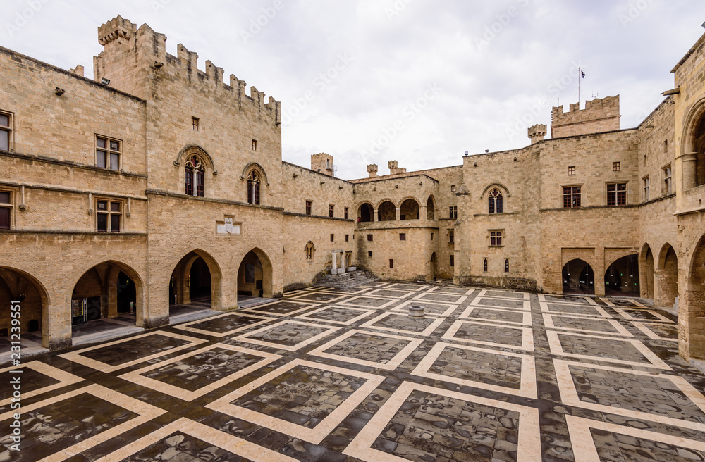 Sightseeing Of Rhodes. Grand masters Palace in Rhodes old town, Rhodes  island, Dodecanese Islands, Greece Stock Photo