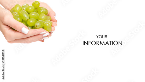 Grapes in hands pattern on white background isolation