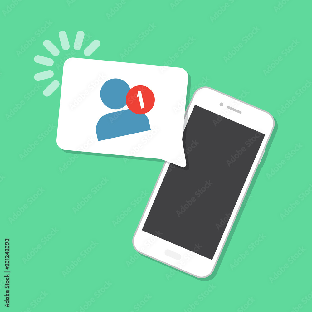 New friend arrived on the smartphone. Notification concept New friend arrived on the smartphone. Notification concept