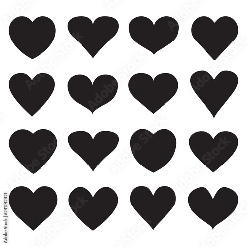 Set of different shape heart icons for design