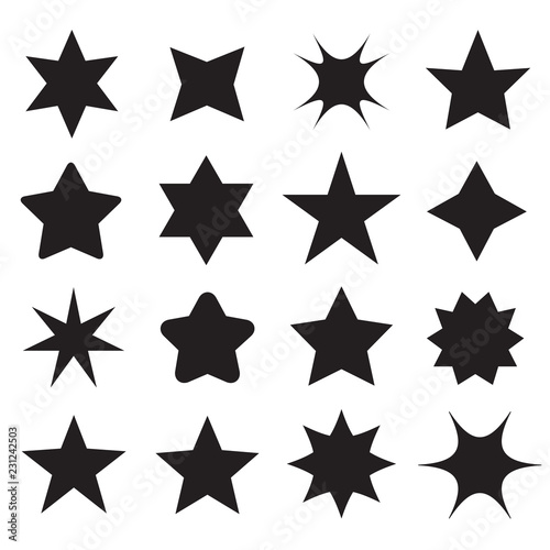 Set of different shape stars icons for design