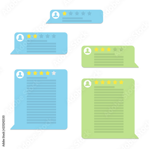 Set of review rating bubble speeches in a flat design