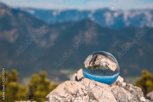 Crystal ball alpine landscape shot at the Kathrin summit - Bad Ischl - Salzburg - Austria