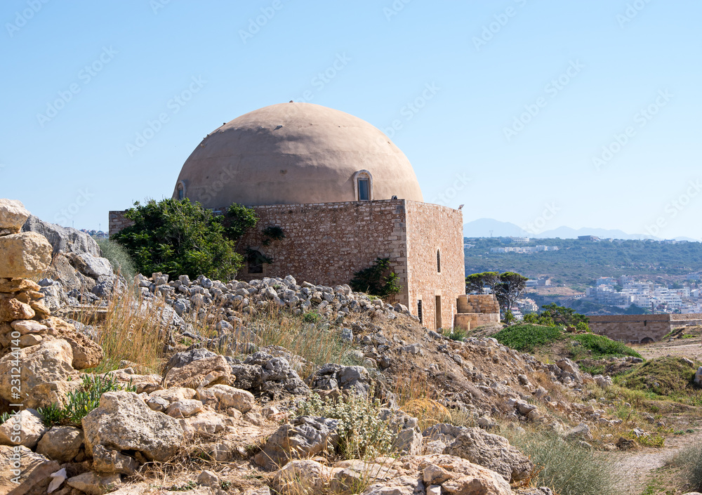 Mosque of Sultan Ibrahim inside the Fortezza of Rethymno, Crete island, Greece