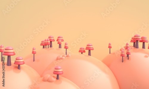 Fototapeta Naklejka Na Ścianę i Meble -  Autumn forest landscape. Abstract background. 3d rendering