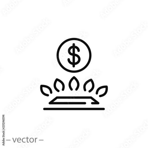 gas cost icon, burner stove linear sign on white background - editable vector illustration eps10