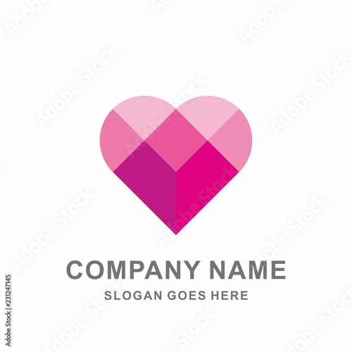 Heart Love Luxury Diamond Beauty Jewelry Fashion Accessories Business Company Stock Vector Logo Design Template