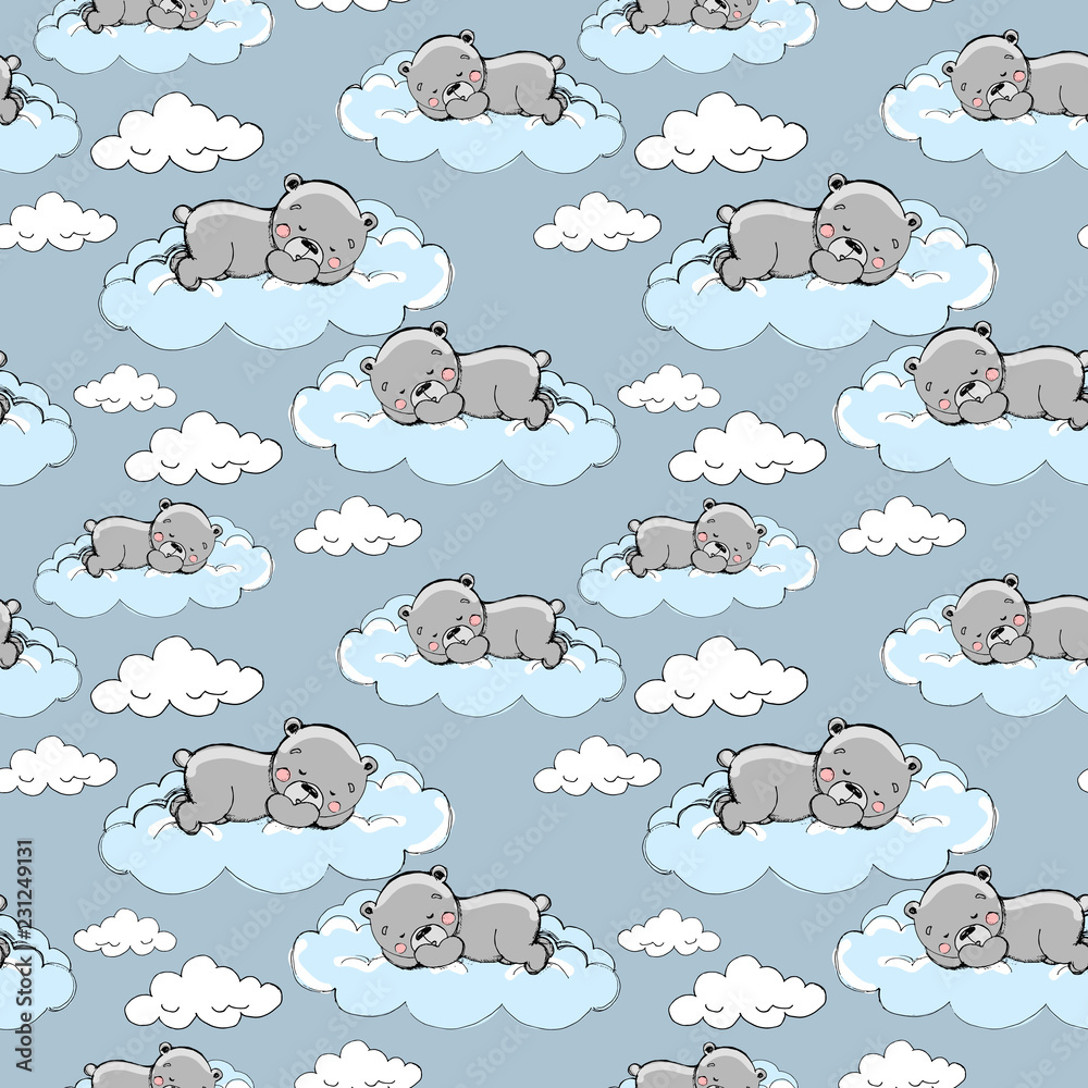 sleeping bears on the clouds pattern