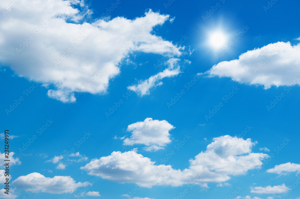 Naklejka premium White clouds in blue sky.