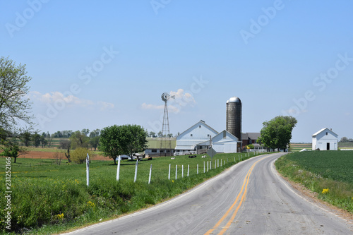 Roadway Carving Through the Countryside and Farmland