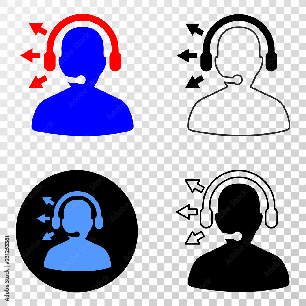 Radio operator EPS vector pictogram with contour, black and colored versions. Illustration style is flat iconic symbol on chess transparent background. Radio operator EPS vector pictogram with contour, black and colored versions. Illustration style is flat iconic symbol on chess transparent background.