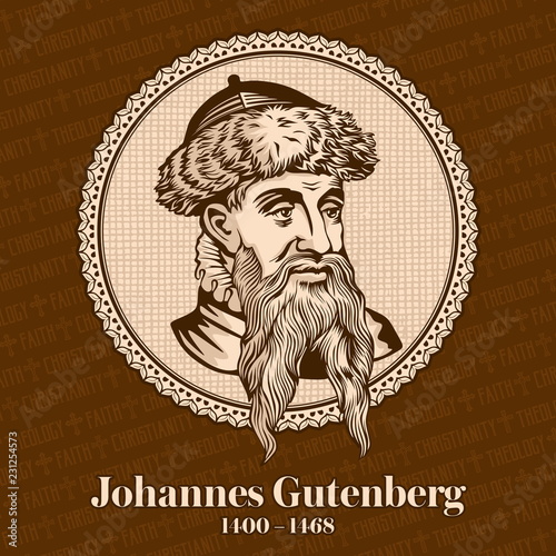 Johannes Gutenberg (1400-1468) was a German printer and publisher who introduced printing to Europe with the printing press. It played a key role in the development of the Reformation. photo