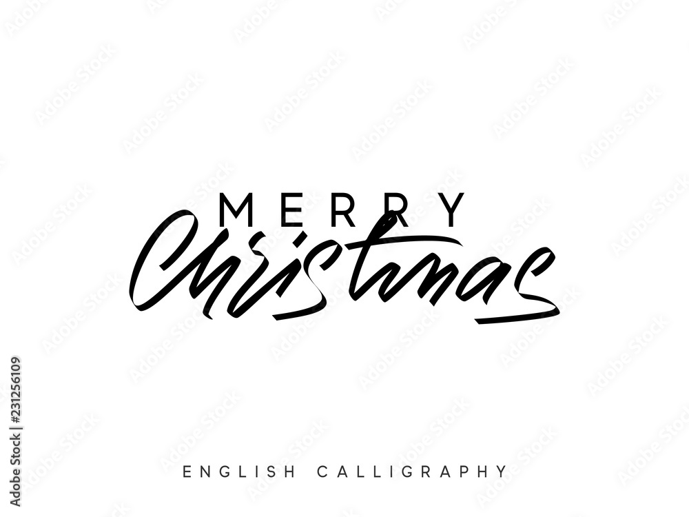 Text Merry Christmas. Xmas hand drawn calligraphy lettering. Text Merry Christmas. Xmas hand drawn calligraphy lettering.