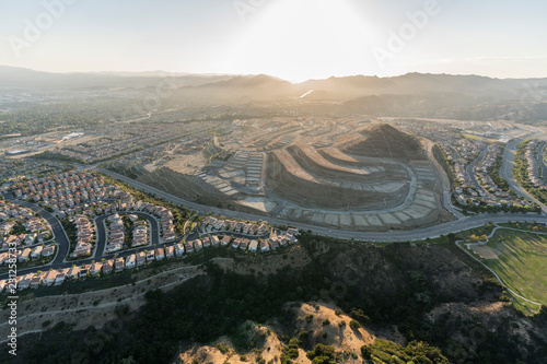 Aerial view of new neighborhoods in the Porter Ranch area of the San Fernando Valley in Los Angeles, California. 