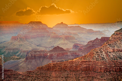 Sunset at the Grand Canyon seen from Desert View Point, South Rim