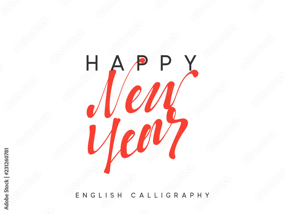 Obraz premium Text Happy New Year. Xmas calligraphy lettering.