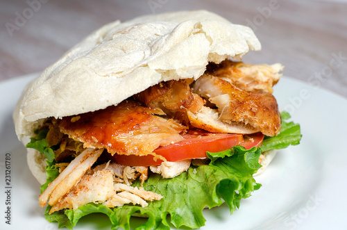  homemade chicken sandwich with vegetables
