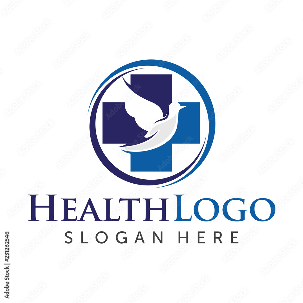 Medical and Love Health care Logo Vector