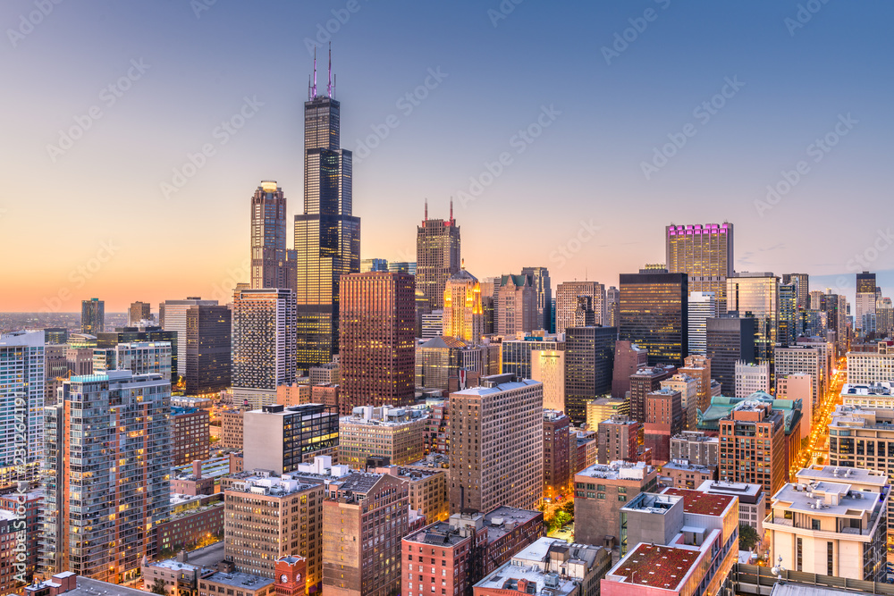 Naklejka premium Chicago, Illinois, USA Skyline