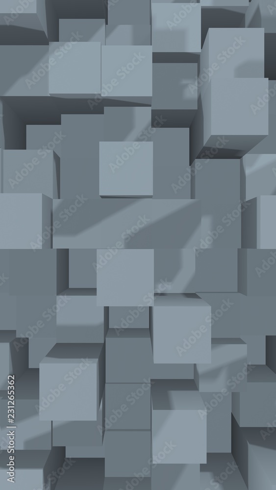 Abstract gray elegant cube geometric background. Chaotically advanced rectangular bars. 3D Rendering, 3D illustration Abstract gray elegant cube geometric background. Chaotically advanced rectangular bars. 3D Rendering, 3D illustration