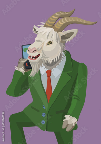 Goat calls on mobile phone funny/ The goat is calling You on your mobile phone, you look and there a goat, laughing at your secret friends in secret!