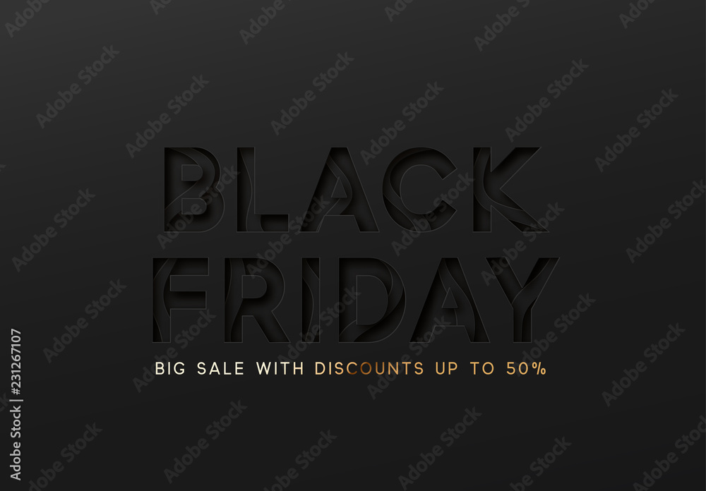 Fototapeta premium Black Friday sale. Design with embossing paper.