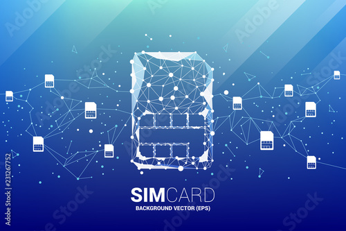 Vector Polygon dot connect line shaped sim card icon. Concept for mobile sim card technology  and network.