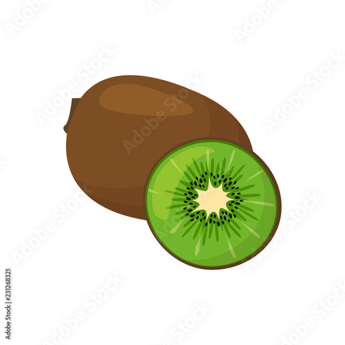 Cartoon fresh kiwi isolated on white background