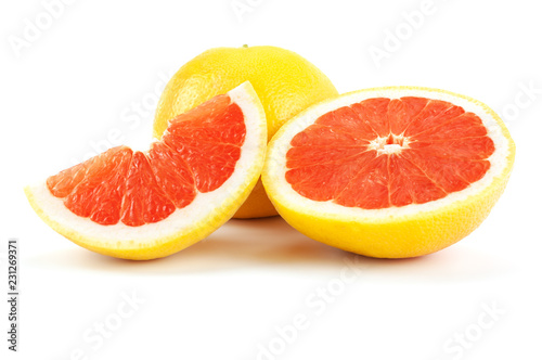 Fresh grapefruit on white background