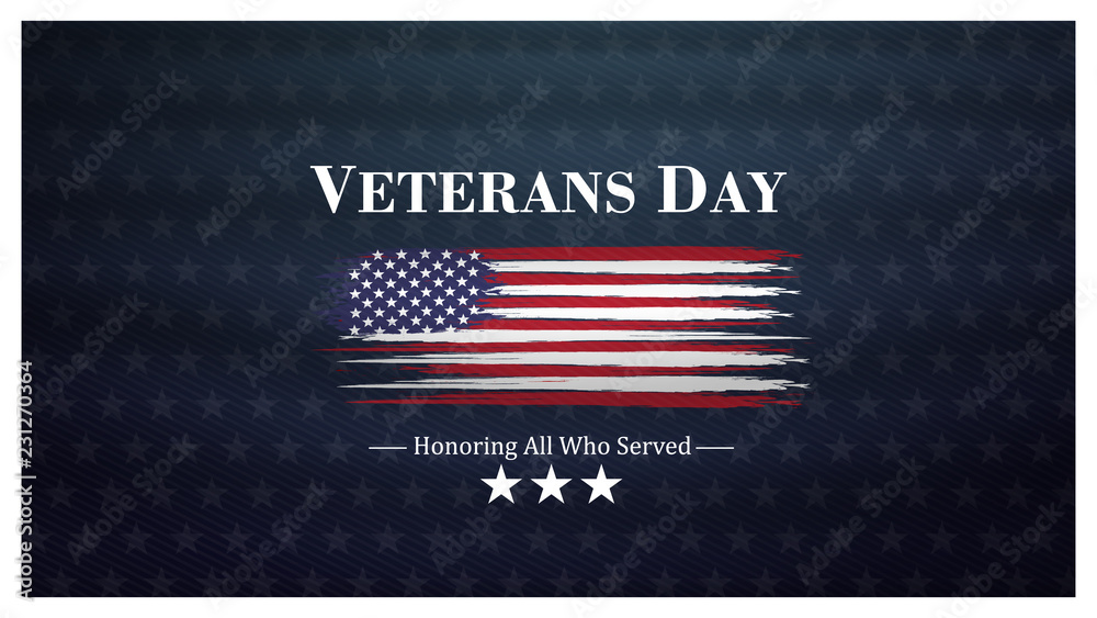 veterans day, November 11, honoring all who served, posters, modern brush design vector illustration - obrazy, fototapety, plakaty 