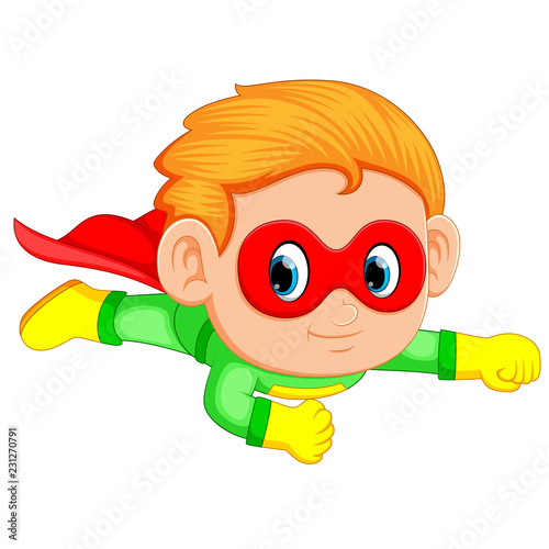 superhero boy child flying upwards 