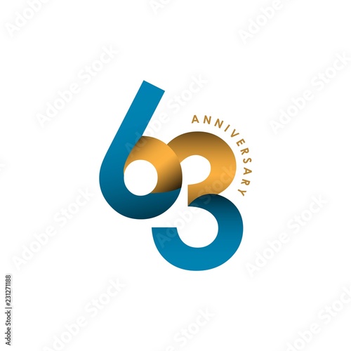 63 Year Anniversary Vector Template Design Illustration