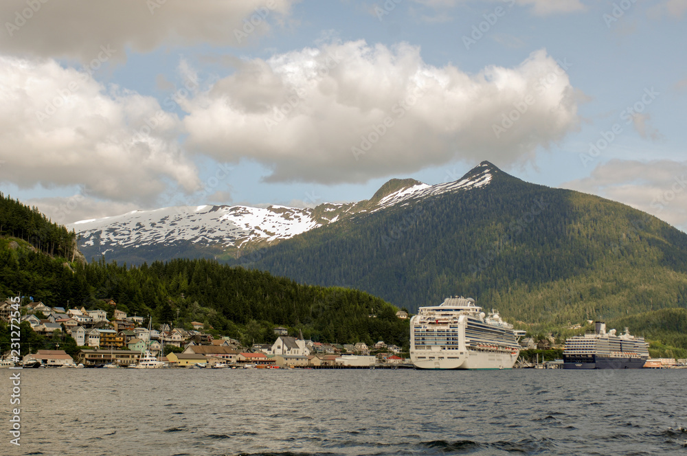 Ketchikan, Alaska with cruise ships docked
