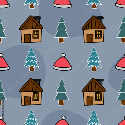 Winter doodle colorful seam...