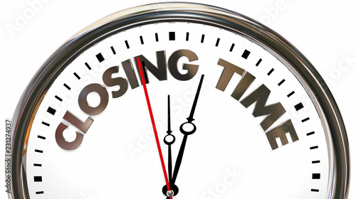 Closing TIme Words Clock 3d Illustration photo